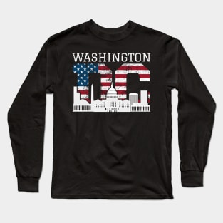 Washington Dc Capitol Hill Usa Flag Long Sleeve T-Shirt